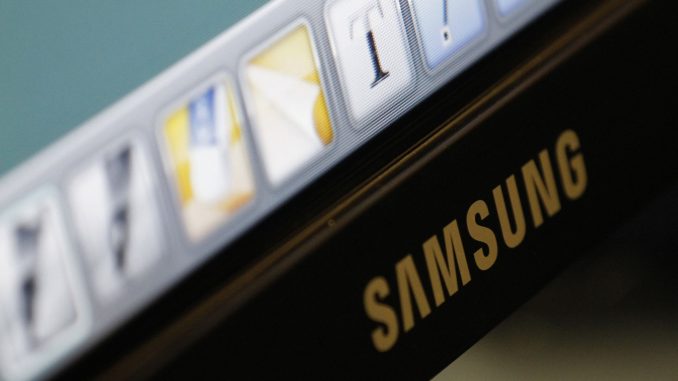A Smart TV made by Samsung Electronics is displayed at the main office of the company in Seoul