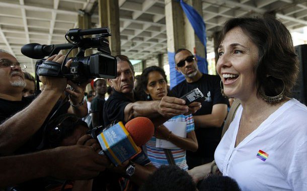 Mariela Castro, head of Cuba's National Center for Sex Education, talks during an event to commemorate The International Day Against Homophobia in Havana