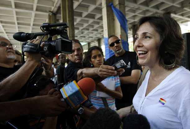 Mariela Castro, head of Cuba's National Center for Sex Education, talks during an event to commemorate The International Day Against Homophobia in Havana