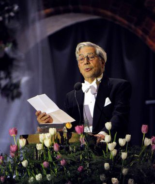 Nobel Literature laureate Vargas Llosa speaks at the Nobel banquet in Stockholm