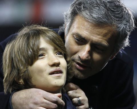 Jose Mourinho con su hijo Jose Jr.