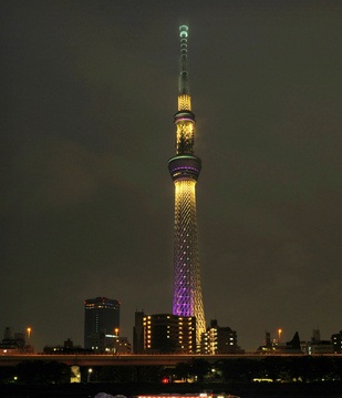 Torre iluminada en su primer dia