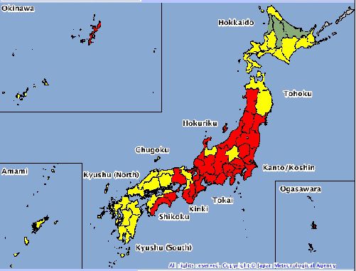 Japon en alerta roja
