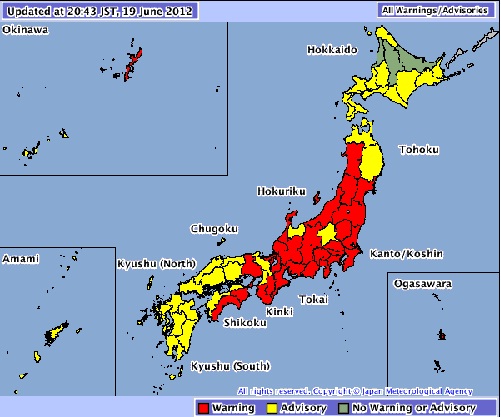 Japon en alerta roja
