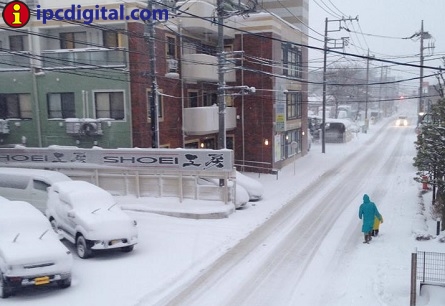 Así amaneció una calle en Kanagawa (Foto Marcio Jo)