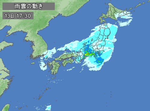 Masa de aire cruzando Japón