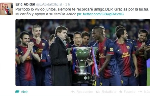Eric Abidal también recordó con cariño y gratitud a Tito Vilanova