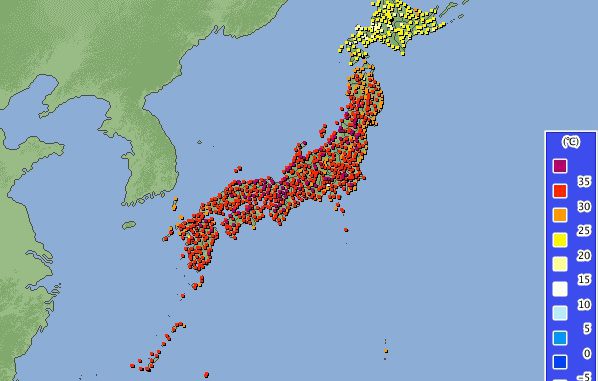 Mapa de calor en Japón