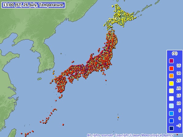 Mapa del calor en Japón