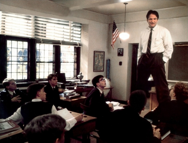 "Oh, capitán, mi capitán". Robin Williams en "La sociedad de los poetas muertos"