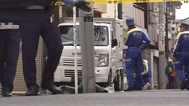 Camioneta que provoco el accidente en Setagaya