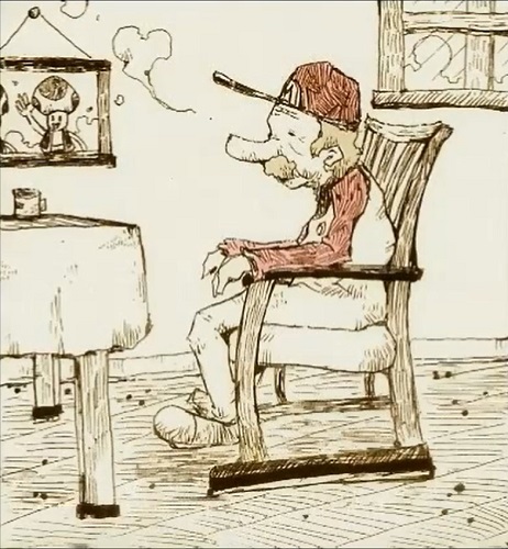 Un cuadro del manga sobre Super Mario anciano.