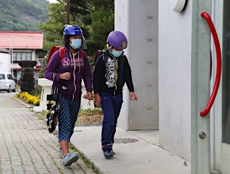 Uso de mascaras en Otaki, Nagano