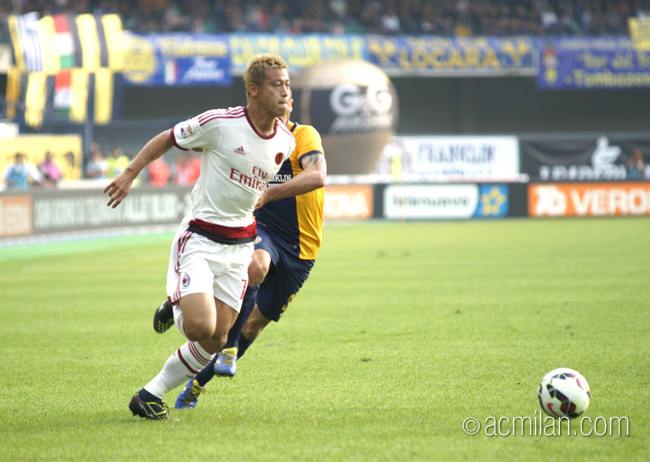 Honda ha convertido seis goles en la liga italiana (foto acmilan.com)