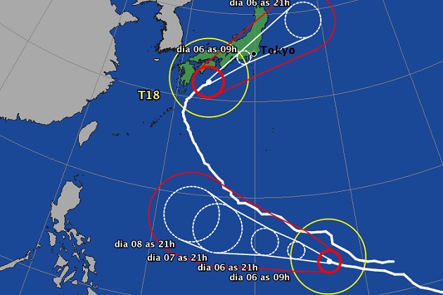 El tifón 18 a las 23.45 hrs del domingo.