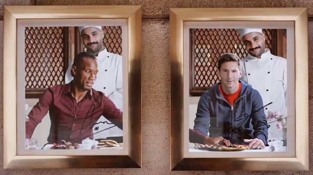 Didier Drogba y Lionel Messi en el anuncio de Turkish Airlines