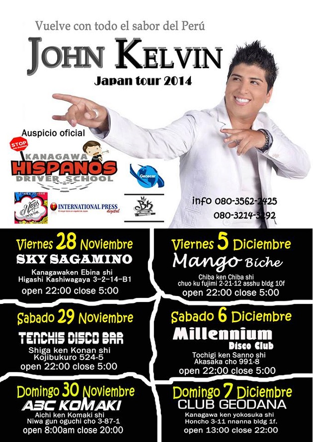 Flayer del Tour Japan de John Kelvin