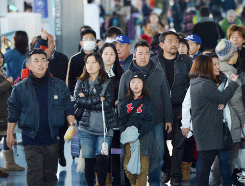 Aeropuerto de Haneda el sábado 27. (Foto Mainichi)