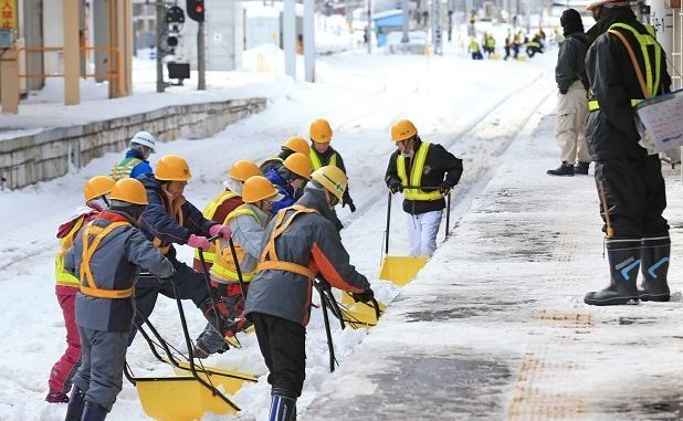 Estacion de Aomori hoy jueves (Foto Mainchi)