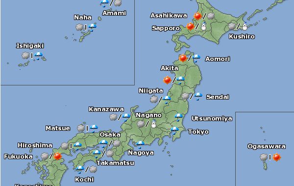 El tiempo en Japon 26 de febrero