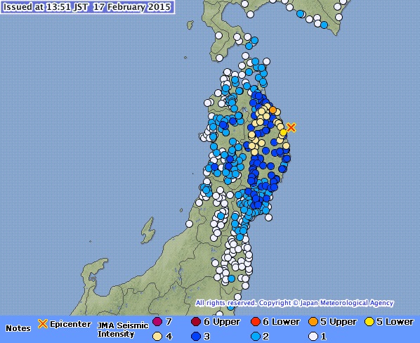 Terremoto en Iwate a las 13.51 horas de hoy.