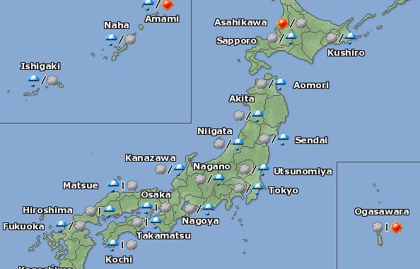 El tiempo en Japon 9 de marzo 1