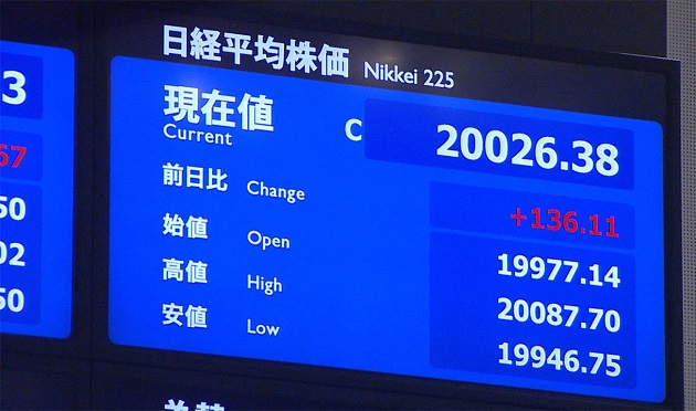 Indice en la Bolsa de Valores de Tokio.