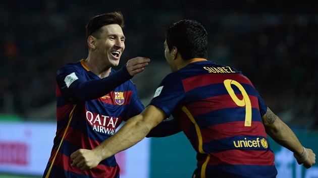 Messi y Suárez celebran el 2-0 (FIFA-Getty Imaes)