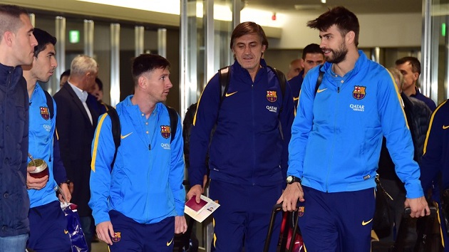 Suárez, Messi y Piquet en Tokio.