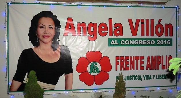 Cartel de promoción de la candidatura de Ángela Villón