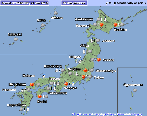 Previsión del tiempo en Japón para este lunes 25.