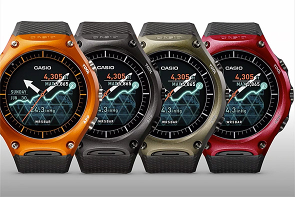 El WSD-F10 de Casio viene en naranja, verde, negro y rojo.