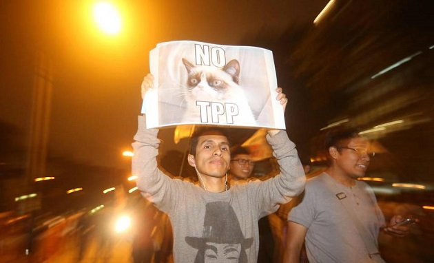 Marchas contra TPP en Lima. (Foto EFE)