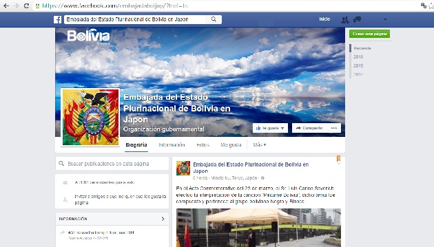 Facebook de Bolivia en Japon
