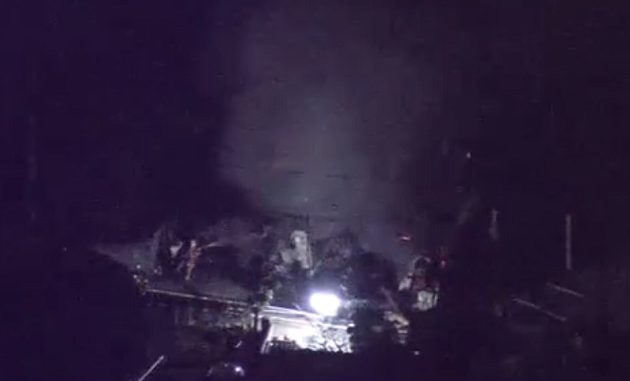 Fuego en el centro de Kumamoto (Imagen NHK)