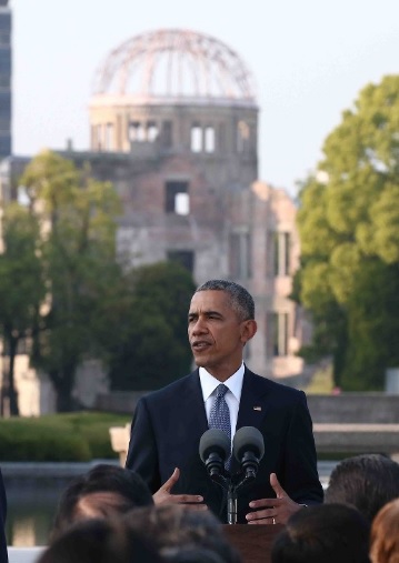 Obama durante su mensaje en Hiroshima (Foto Pool)