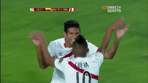 Cueva celebra su gol (Imagen TV)