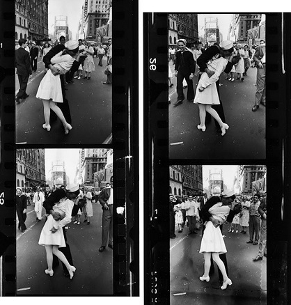 Secuencia de la fotografía que tomó Aldred Eisenstaedt en 1945.