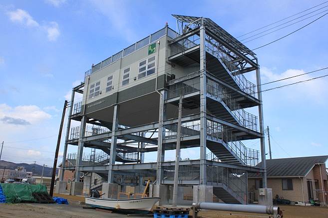 Una torre de evacuación en Ishinomaki, Tohoku.