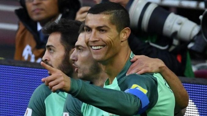 Cristiano celebra su gol ante Rusia.
