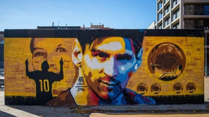 Messi en un grafiti de AXE Colours