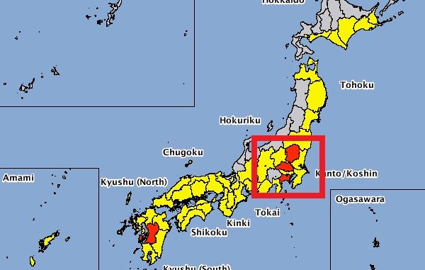 Lluvias en Tochigi, Saitama y Kanagawa