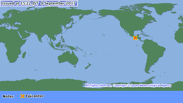 Seguimiento japonés al sismo en México