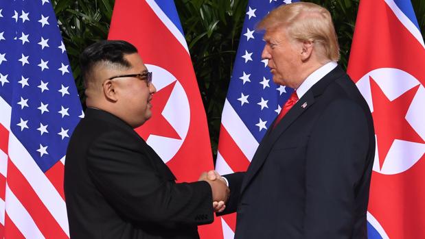 Kim y Trump en la cumbre de Singapur