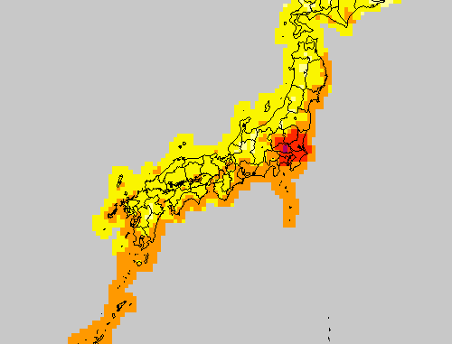 Mapa marca en rojo el riesgo de calor en Kanto