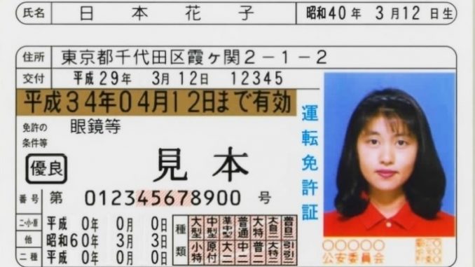 Modelo de licencia de conducir japonesa