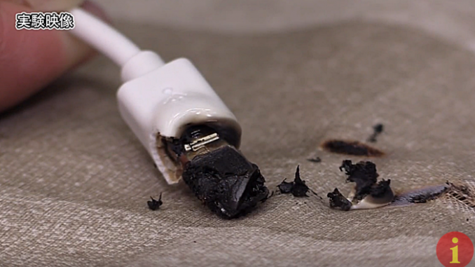 A este cable le cayó agua y se quemó así en una simulación de NITE