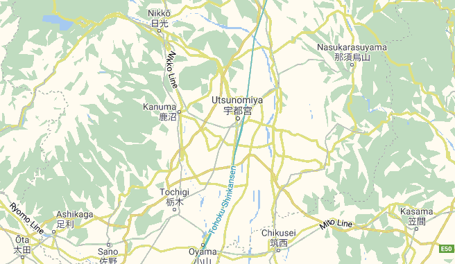 Utsunomiya, Tochigi (Captura Google Map)