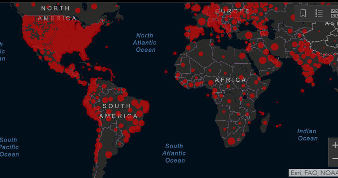 Mapa global del COVID (Universidad Johns Hopkins)