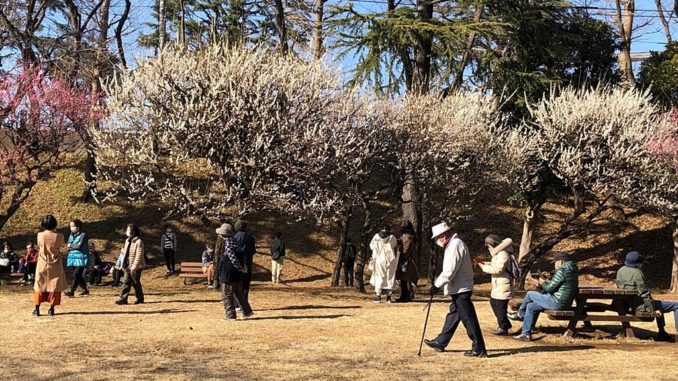 Salida del público japonés este domingo en Yokohama
